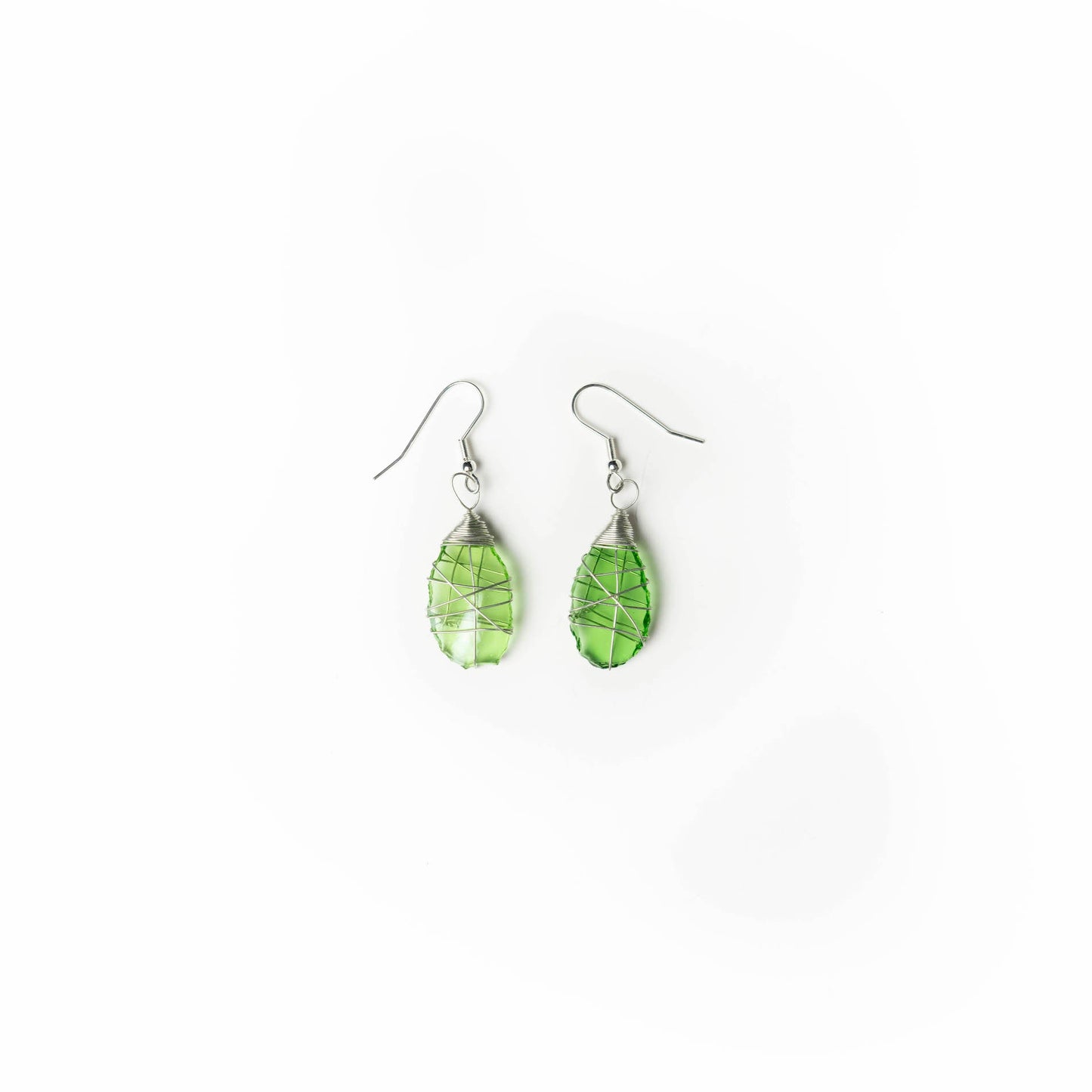 EAR-0013-CL - Tumbled Glass Earrings - Clear