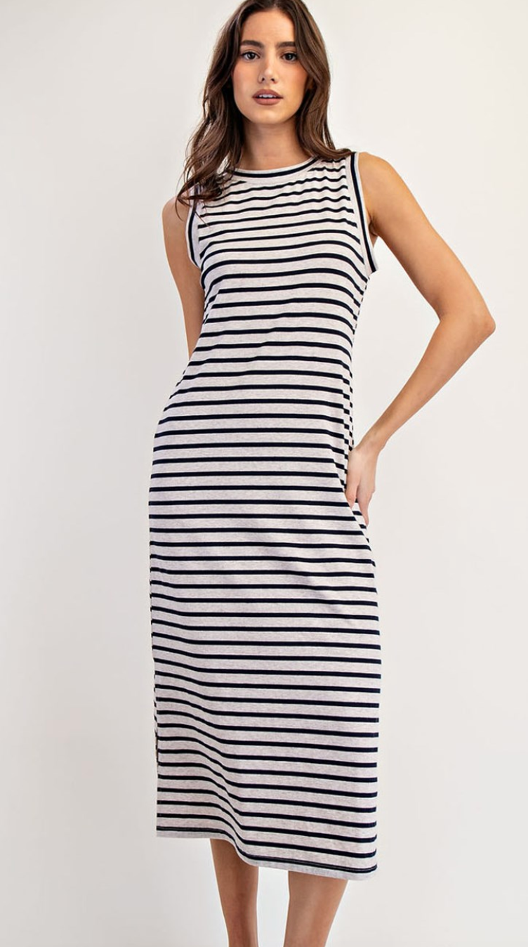 Striped Casual Midi Dress