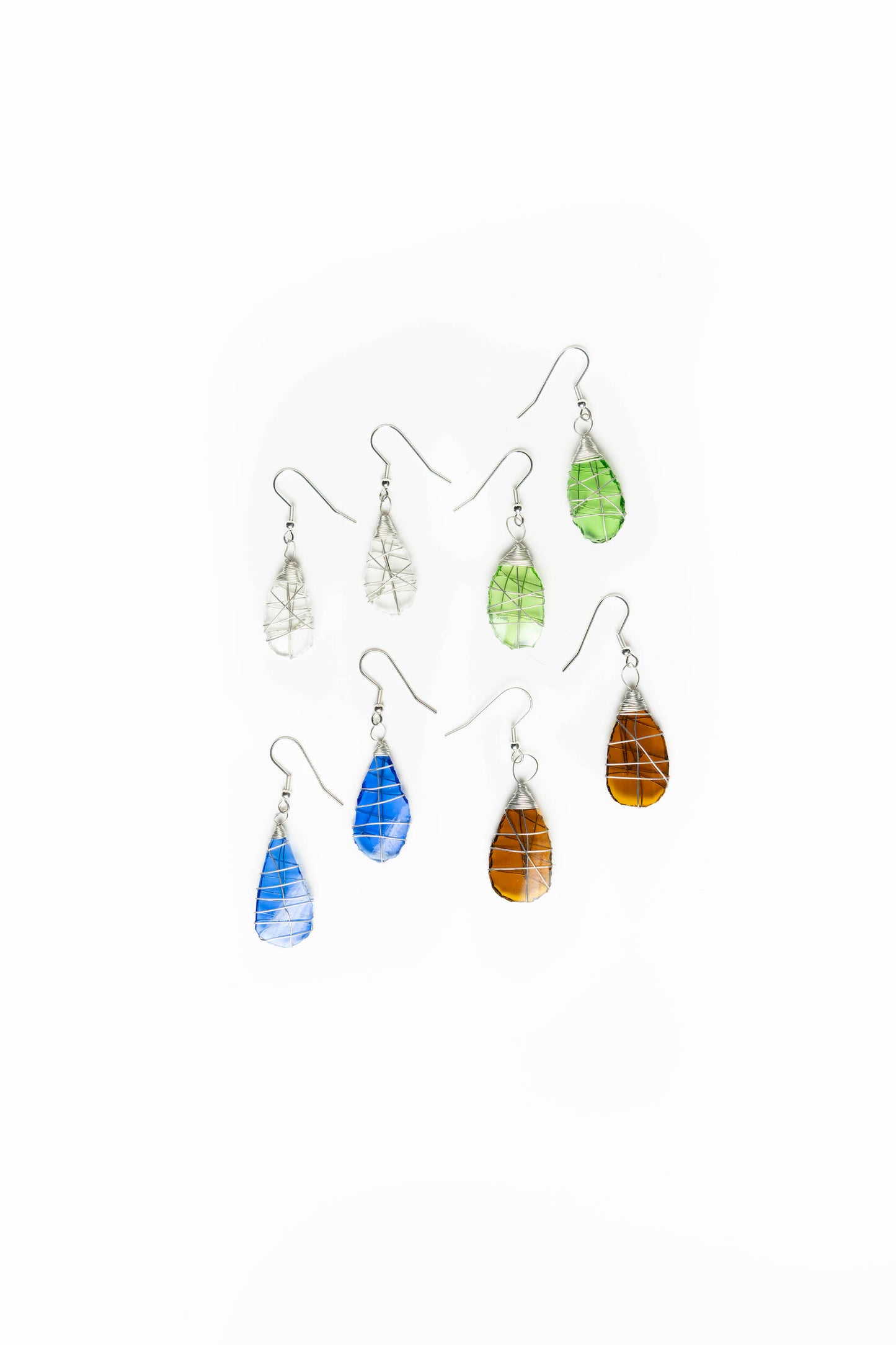 EAR-0013-CL - Tumbled Glass Earrings - Clear