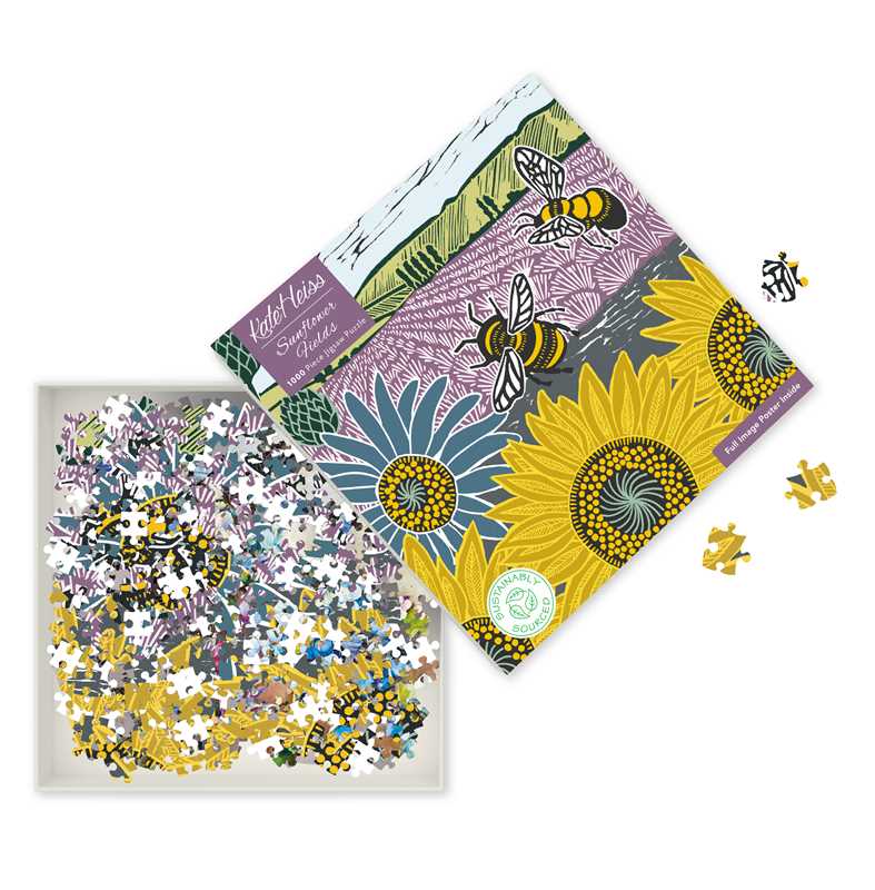 Adult Sustainable Jigsaw Puzzle Kate Heiss: Sunflower Fields by