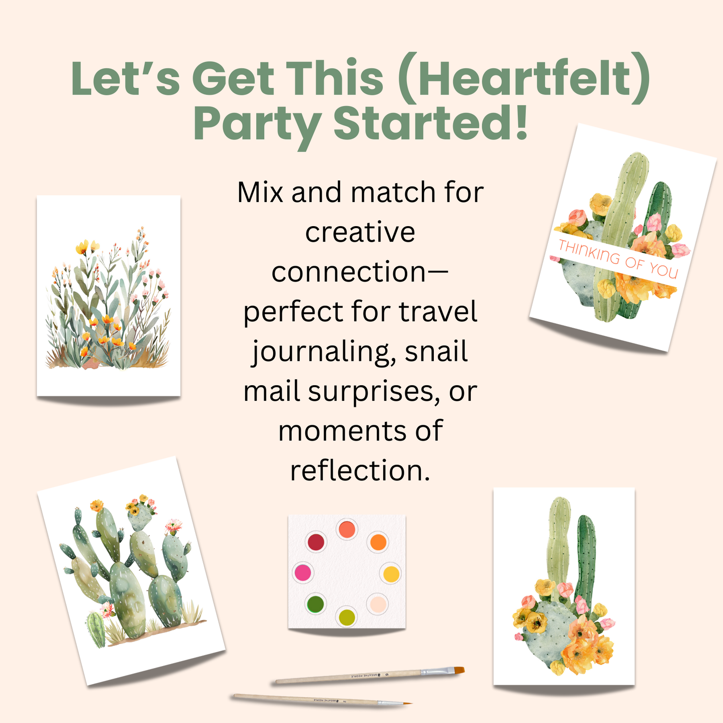 All in One Watercolor Paint Set Postcards- Abstract Flowers