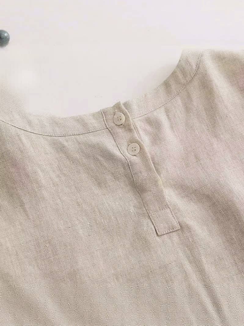 Lightweight Airy Cotton Linen Effect Boxy Crewneck Tank Top