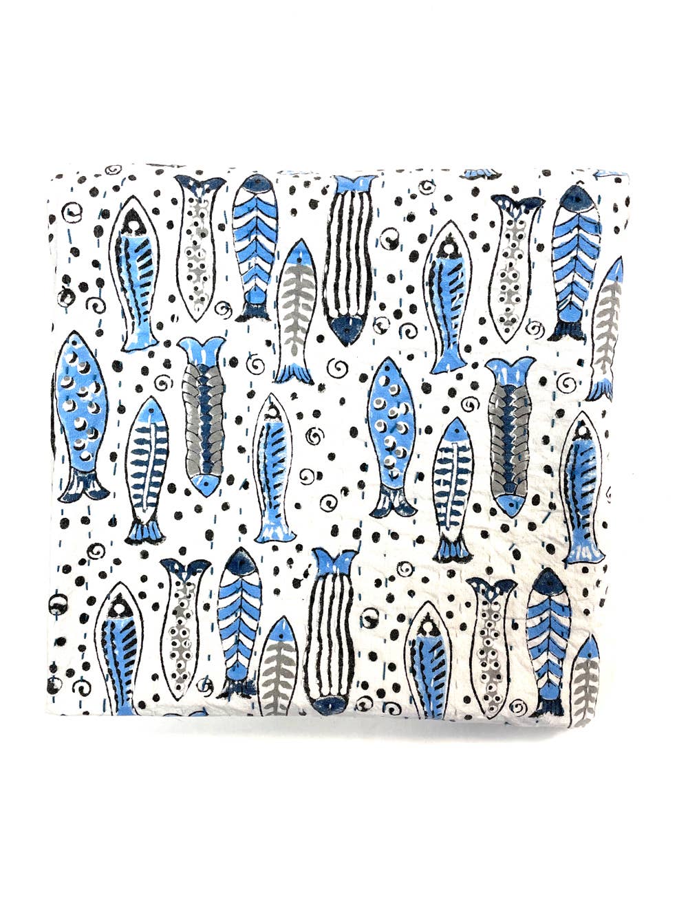 Block Printed Kantha Baby Blanket - Fish Print