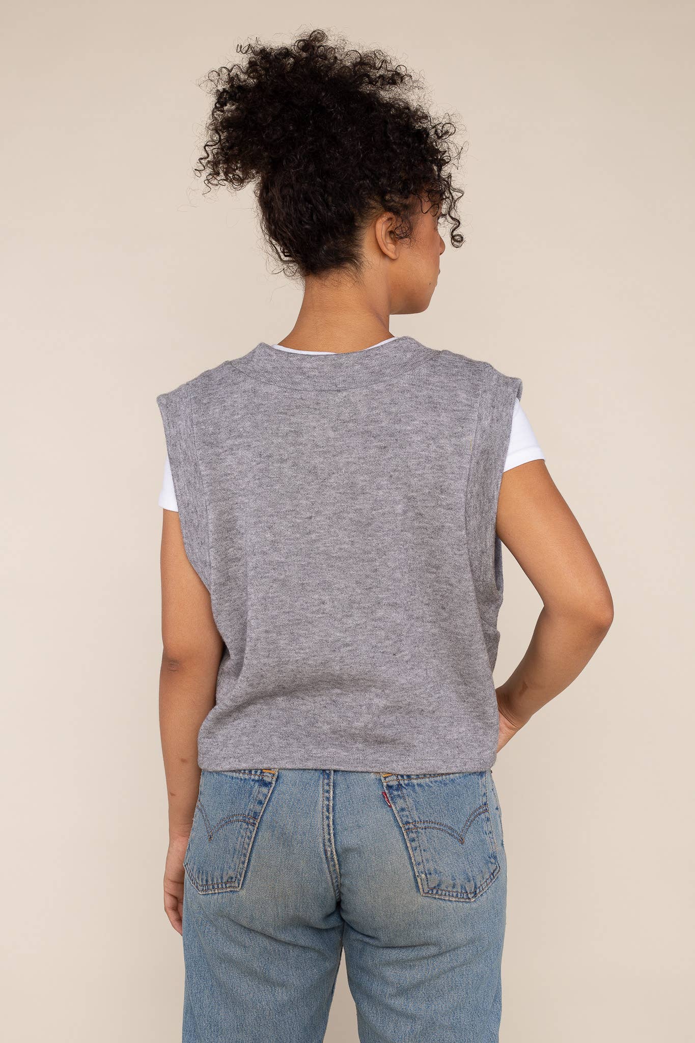 Crop Knit Sweater Vest- Cinnamon