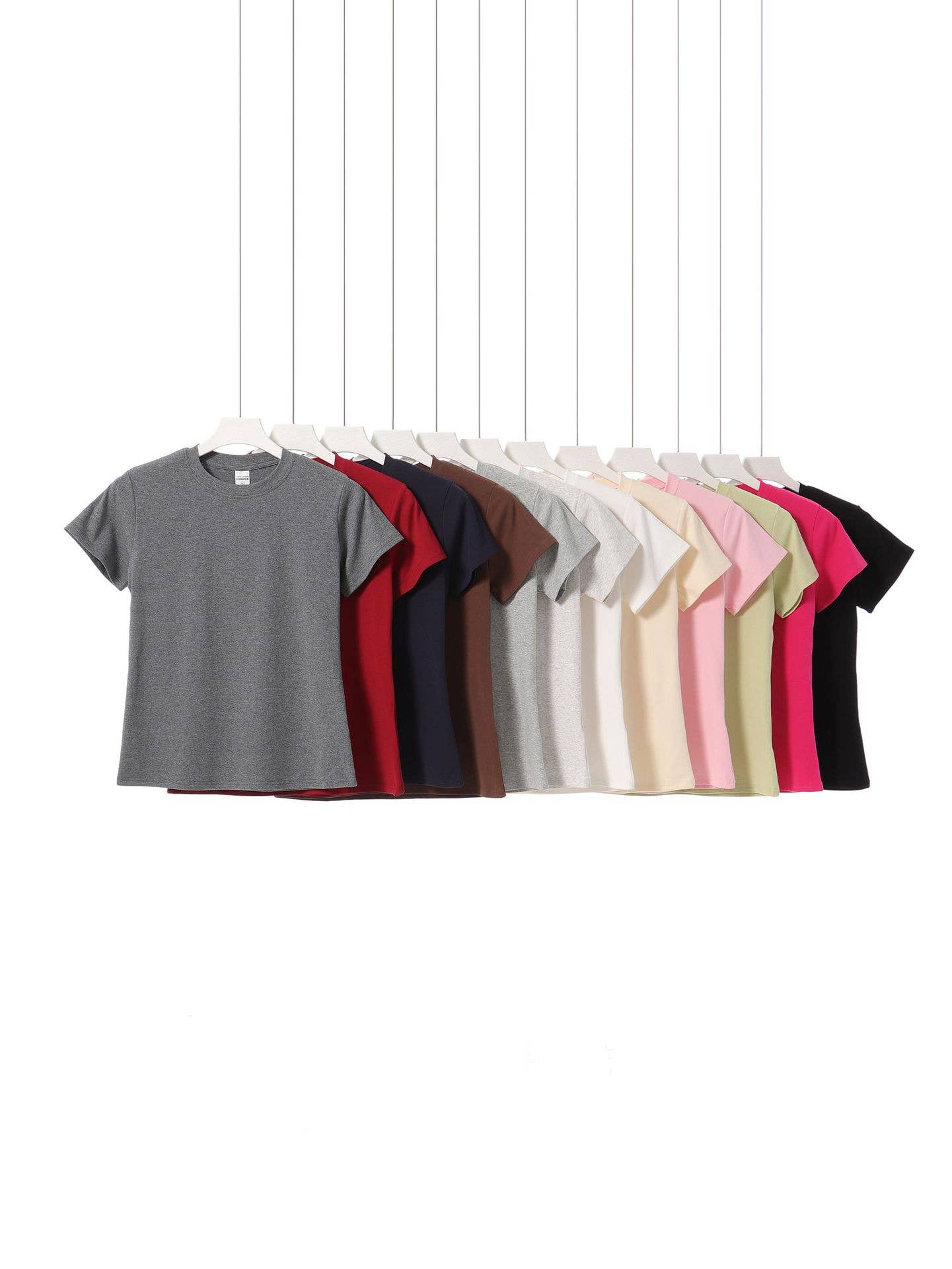 Essential basic cotton tees Y2K fitted round neck tees