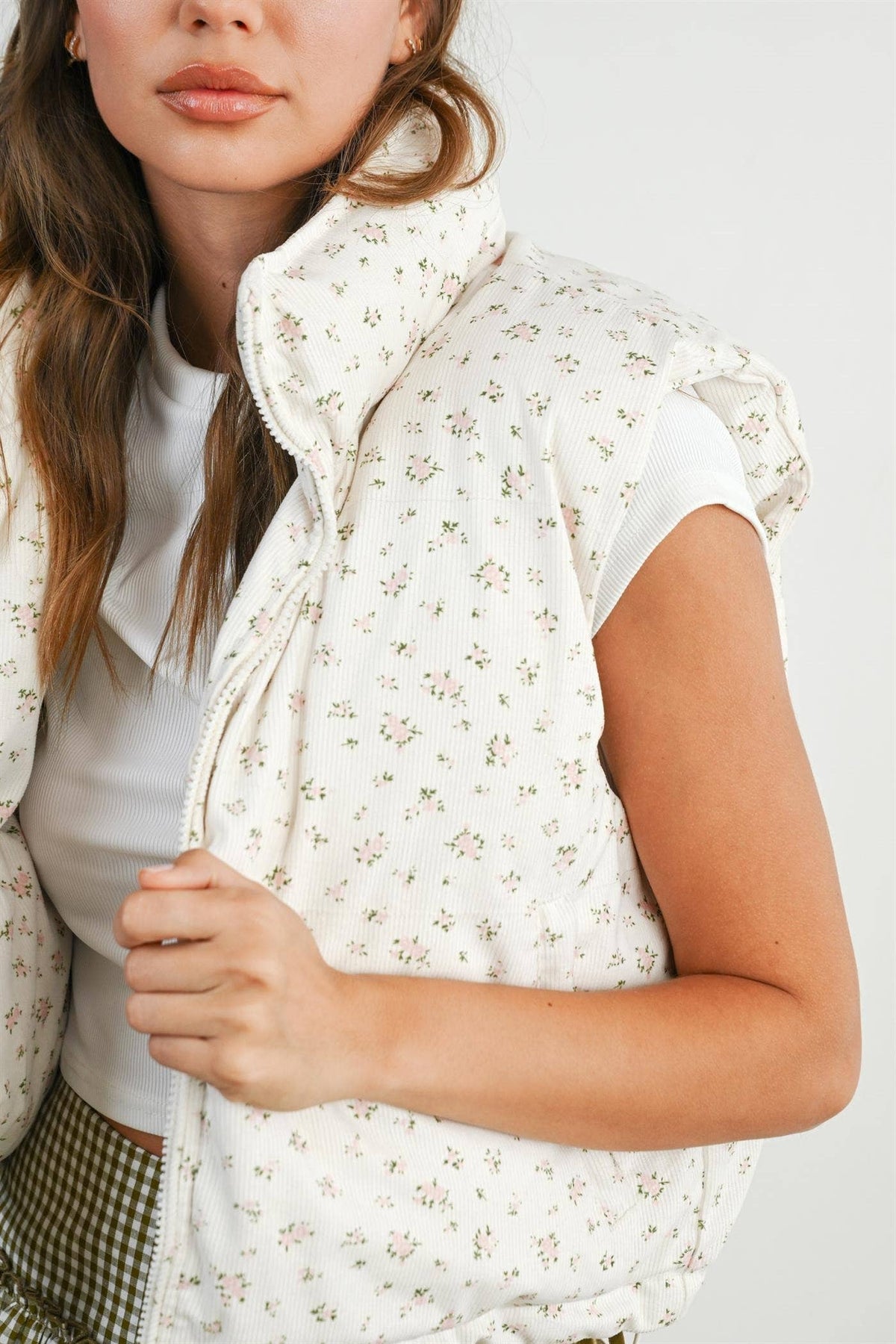 Floral Sleeveless Padded Vest - BMJ7808