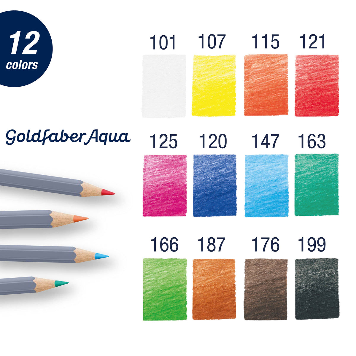 Goldfaber Aqua Watercolor Pencils, Box of 12 Basic Colors