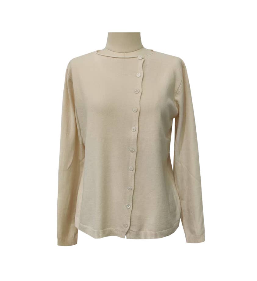 Plain Effortless Asymmetric button closure knit cardigan