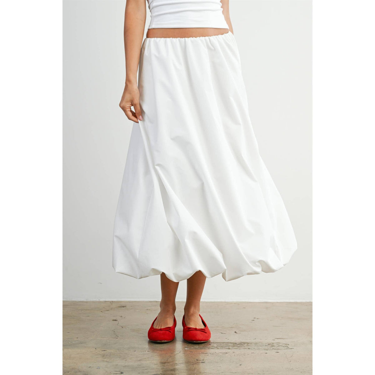 Elastic Waist Bubble Hem Maxi Skirt - BMS8074
