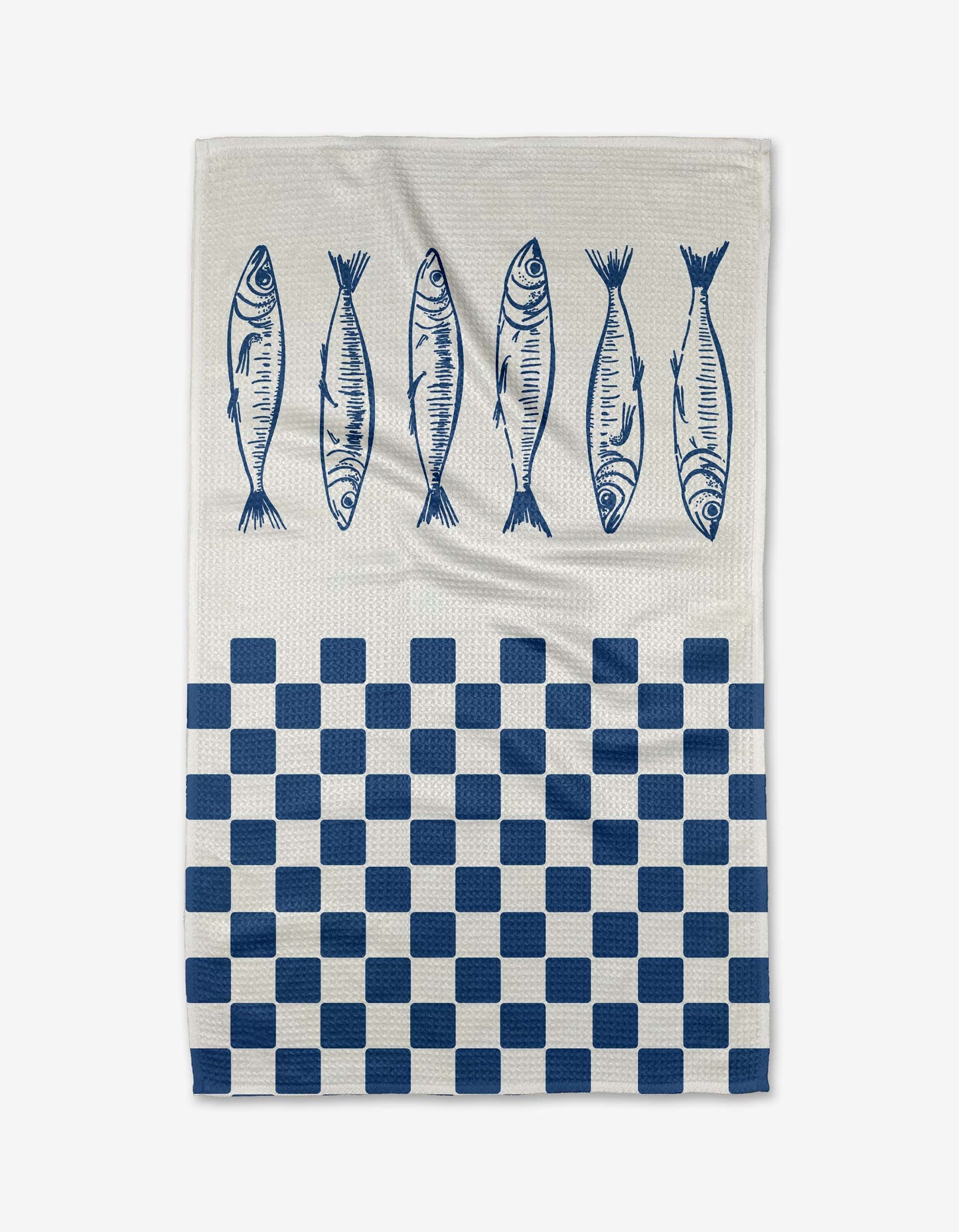 Sardine Check Blue Tea Towel Geometry