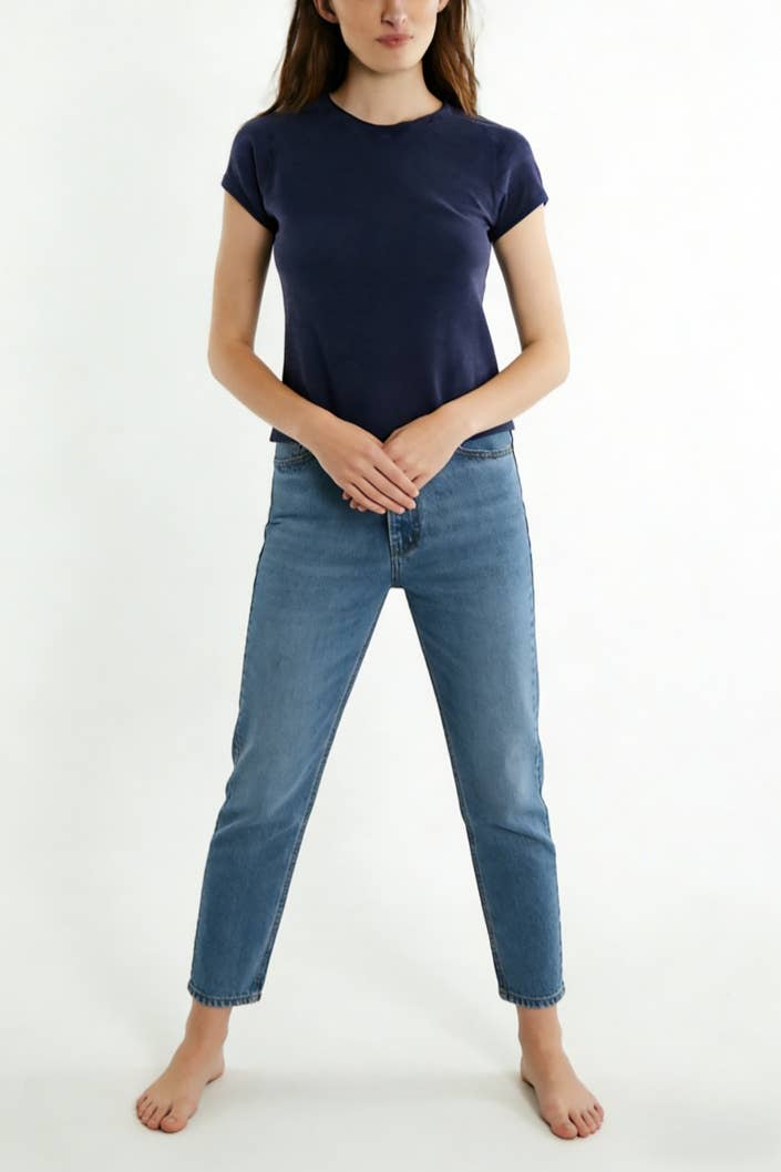 Essential basic cotton tees Y2K fitted round neck tees