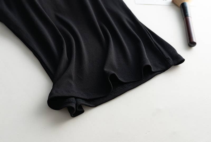 Regular basic halter neck shelf bra rib tank top