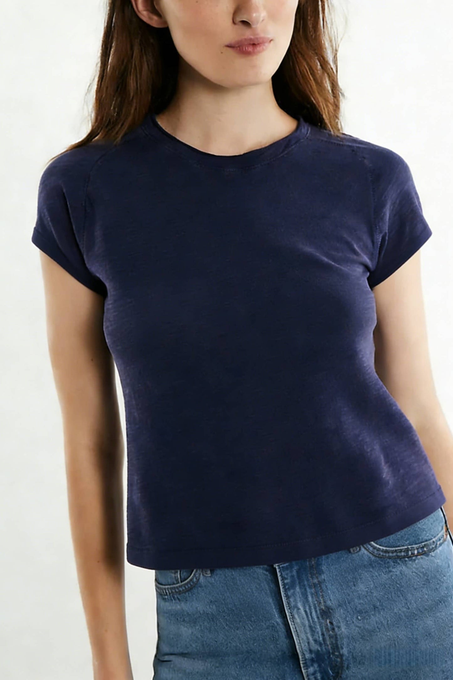 Essential basic cotton tees Y2K fitted round neck tees