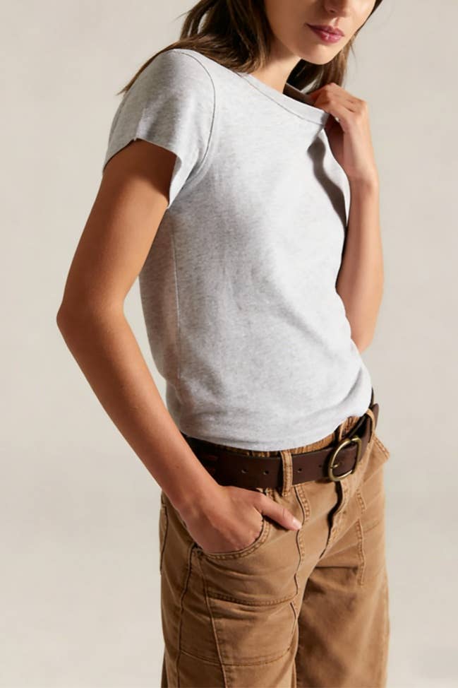 Essential basic cotton tees Y2K fitted round neck tees