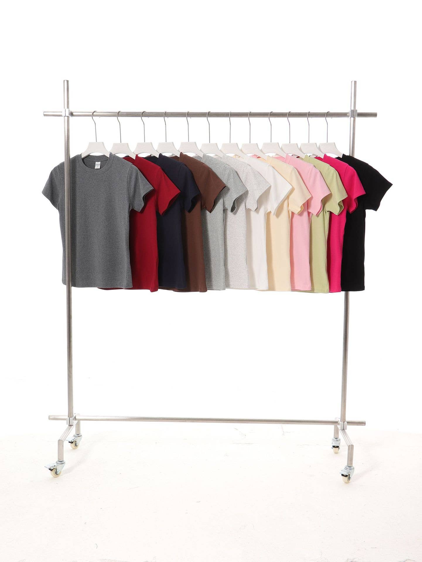 Essential basic cotton tees Y2K fitted round neck tees