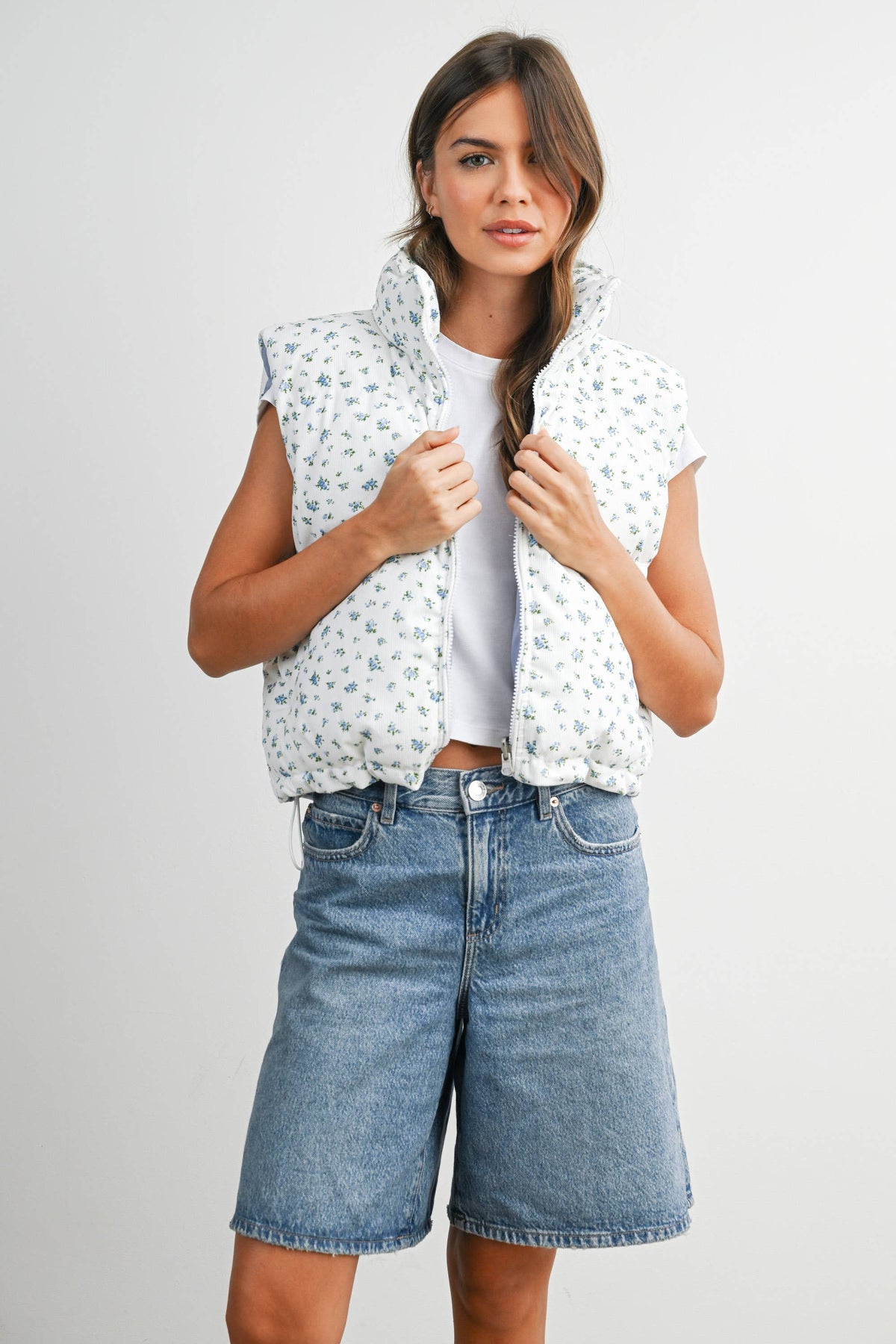 Floral Sleeveless Padded Vest - BMJ7808