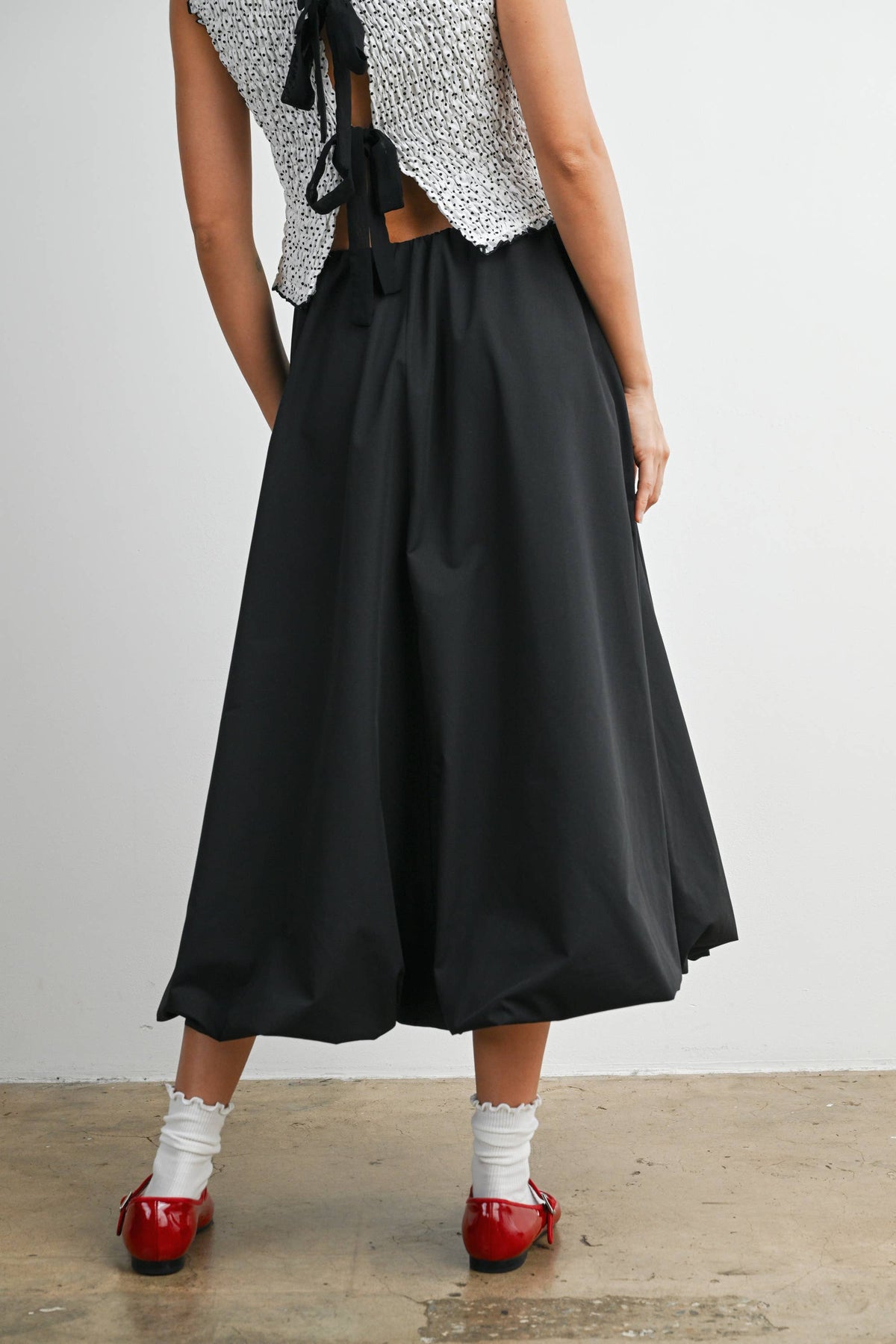 Elastic Waist Bubble Hem Maxi Skirt - BMS8074