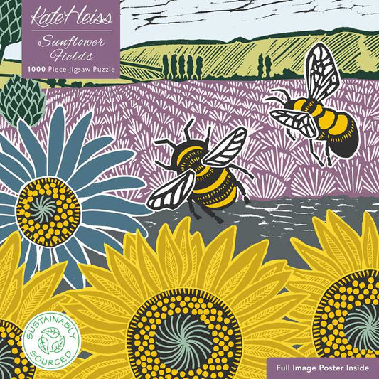 Adult Sustainable Jigsaw Puzzle Kate Heiss: Sunflower Fields by
