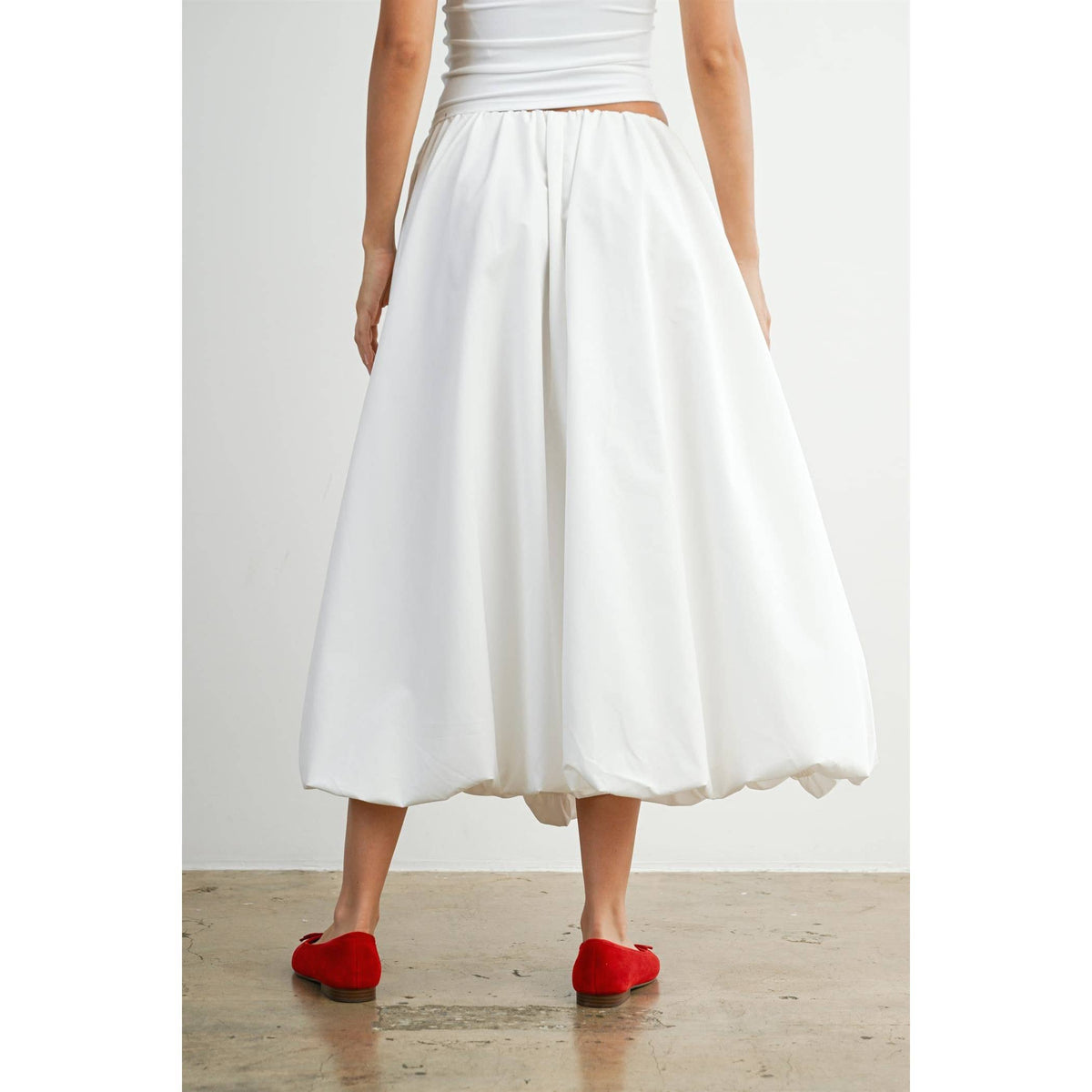 Elastic Waist Bubble Hem Maxi Skirt - BMS8074