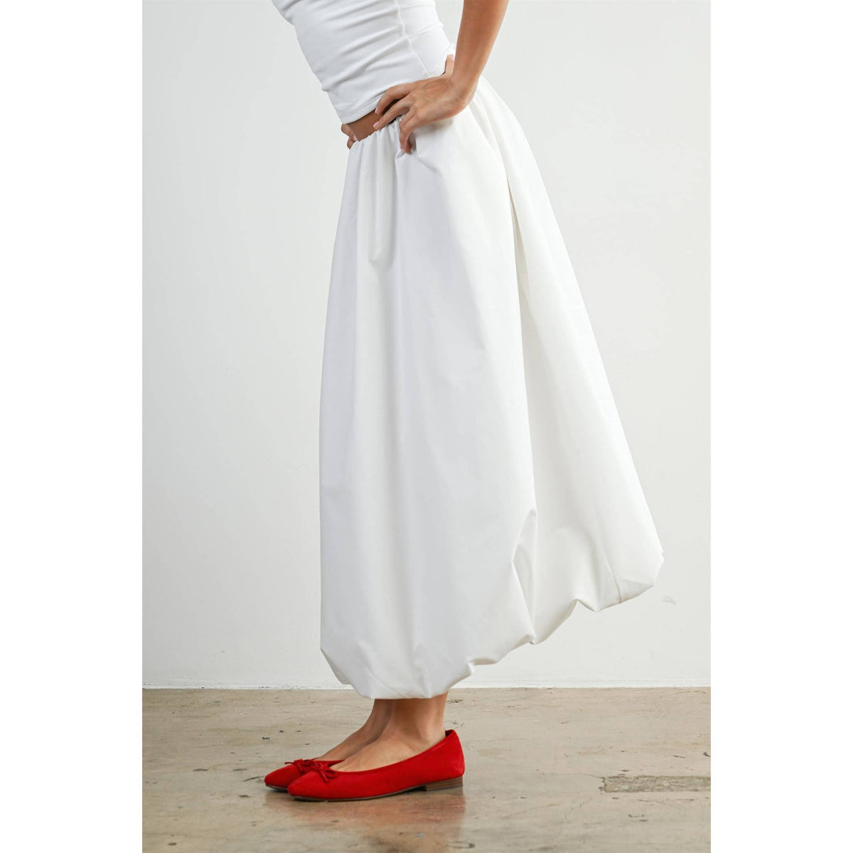 Elastic Waist Bubble Hem Maxi Skirt - BMS8074