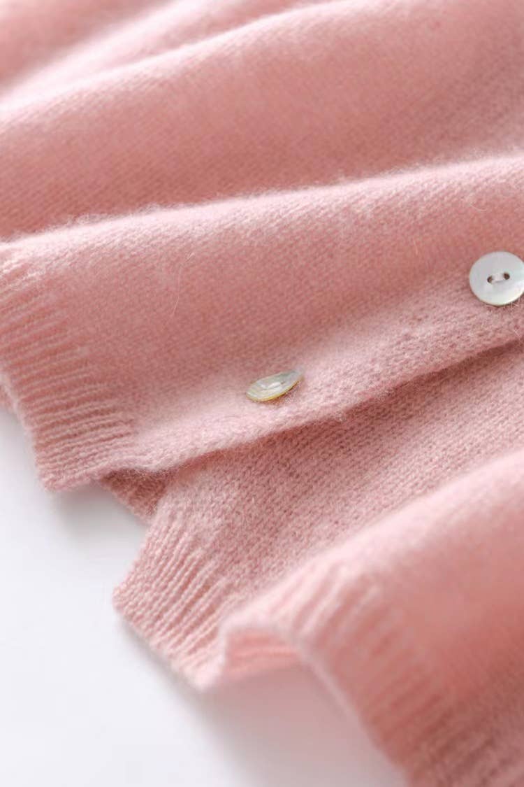 Plain Effortless Asymmetric button closure knit cardigan
