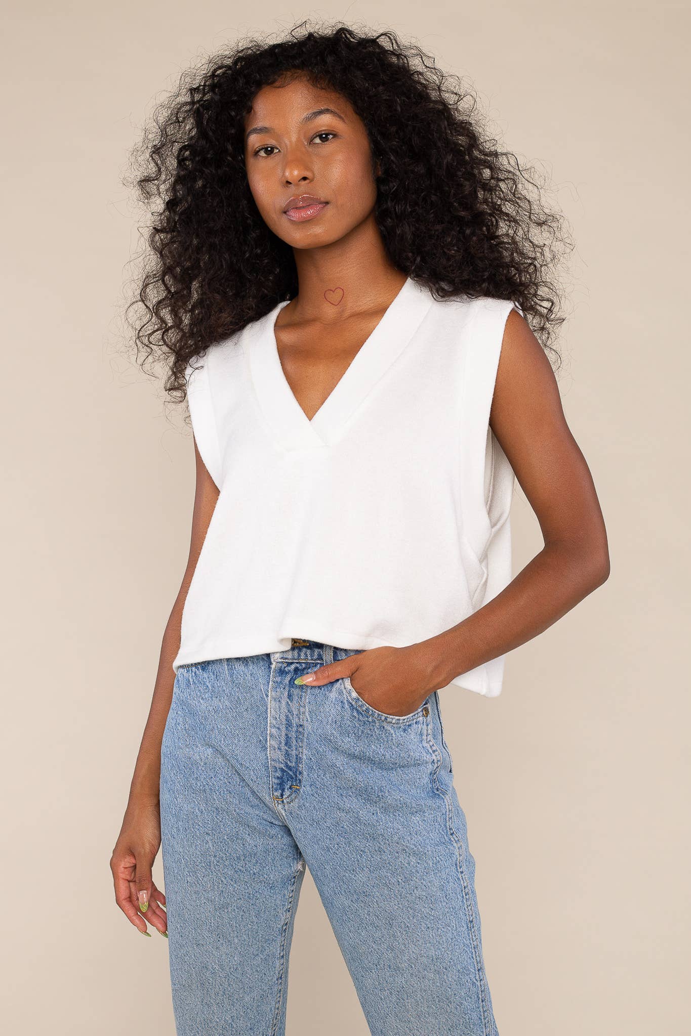 Crop Knit Sweater Vest- Cinnamon