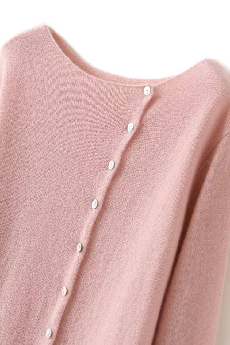 Plain Effortless Asymmetric button closure knit cardigan