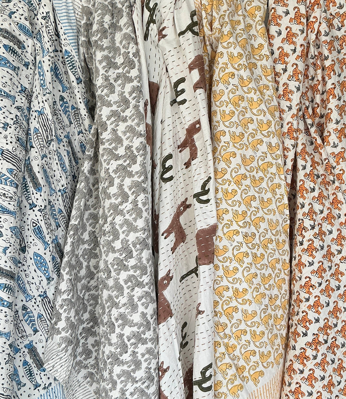 Block Printed Kantha Baby Blanket - Tiger Print 