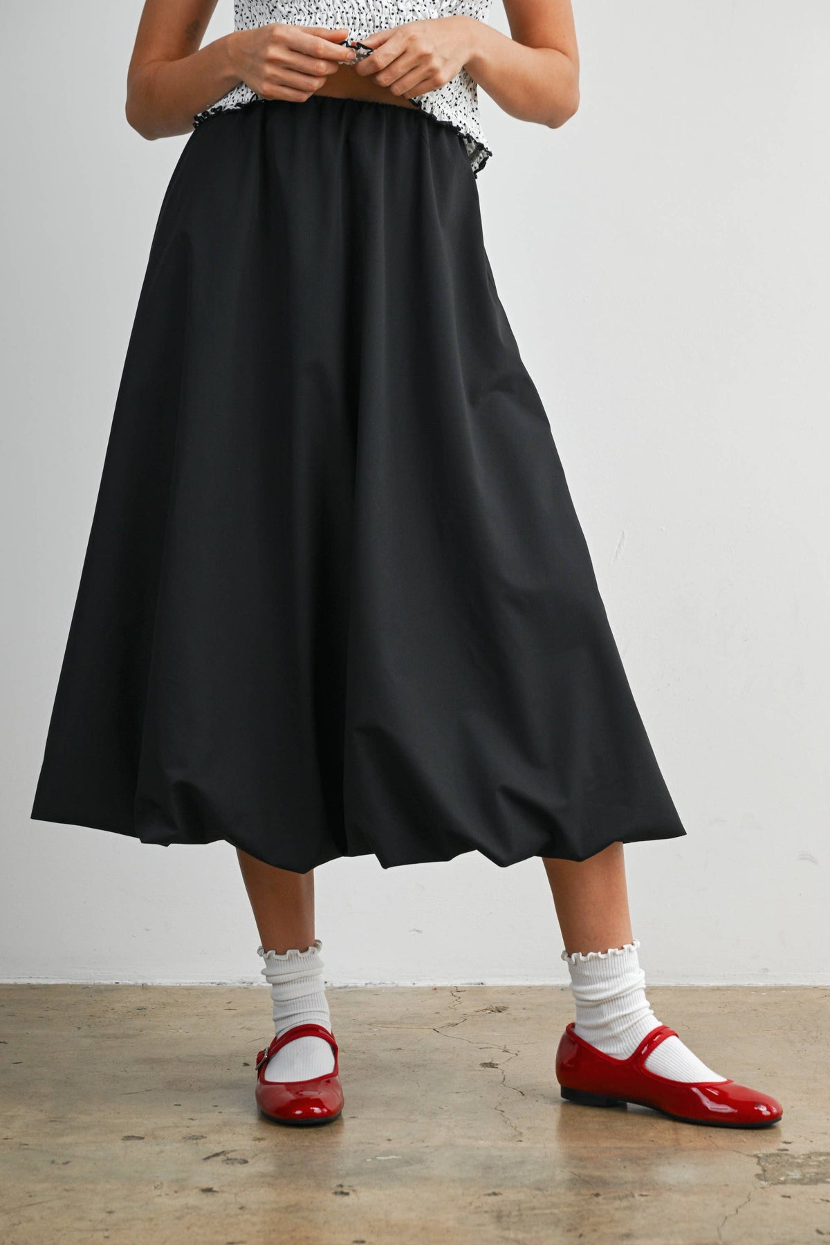 Elastic Waist Bubble Hem Maxi Skirt - BMS8074