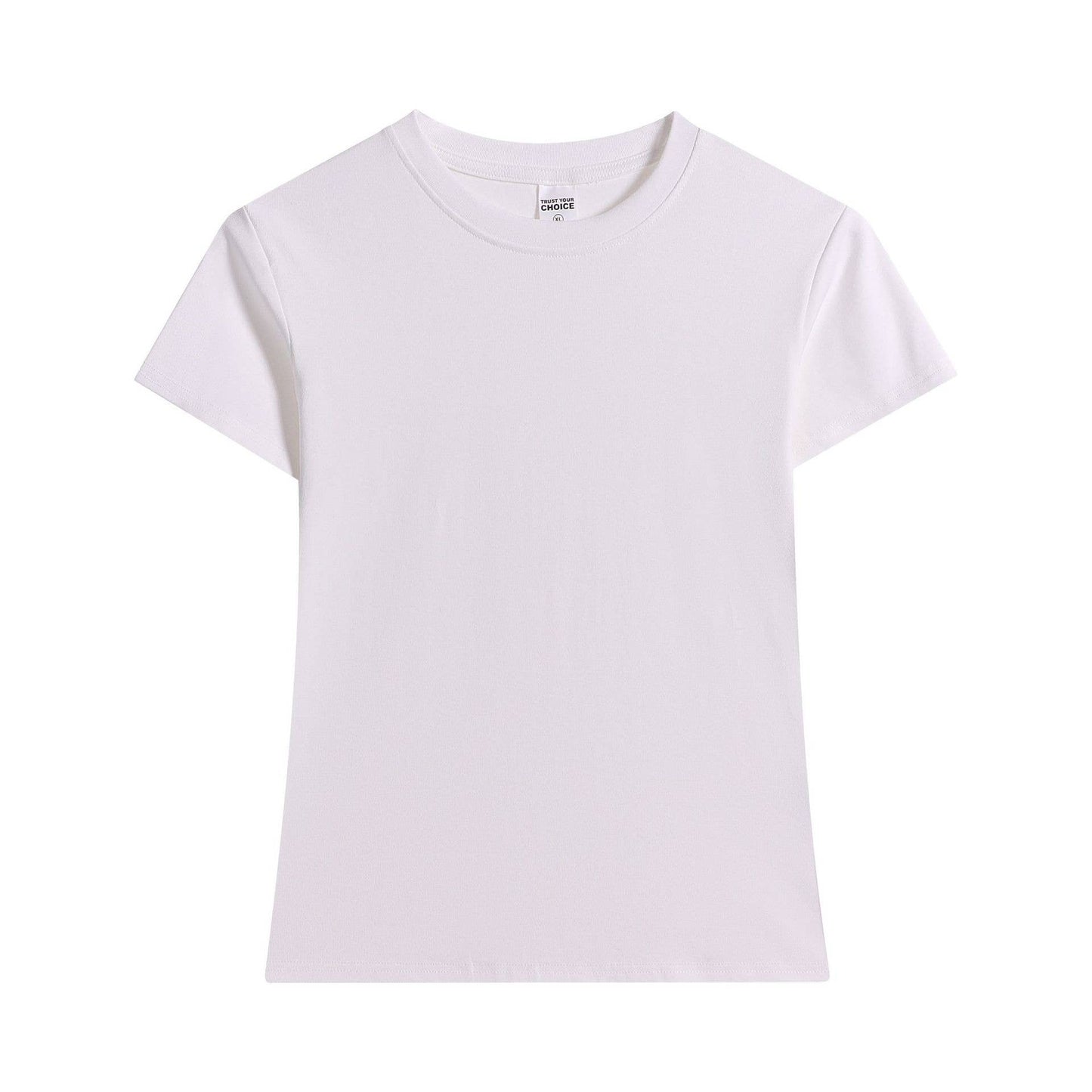 Essential basic cotton tees Y2K fitted round neck tees