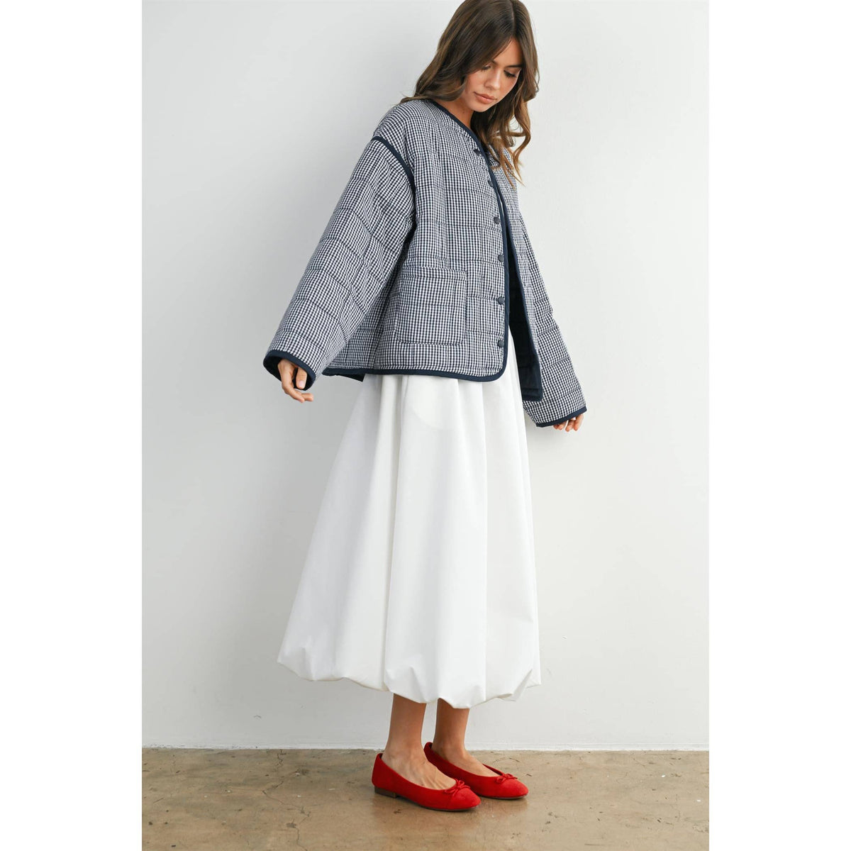 Elastic Waist Bubble Hem Maxi Skirt - BMS8074