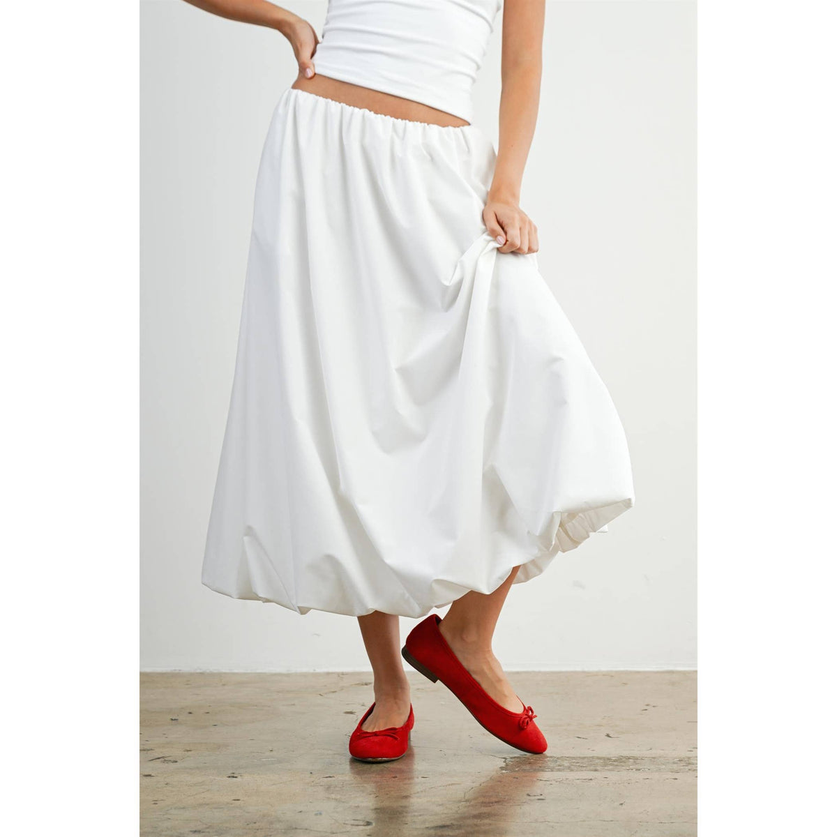 Elastic Waist Bubble Hem Maxi Skirt - BMS8074