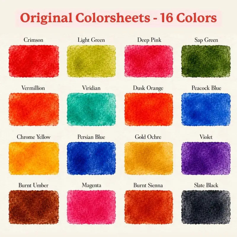 Original Colorsheets 16 | Travel Watercolor Set | Art Gift
