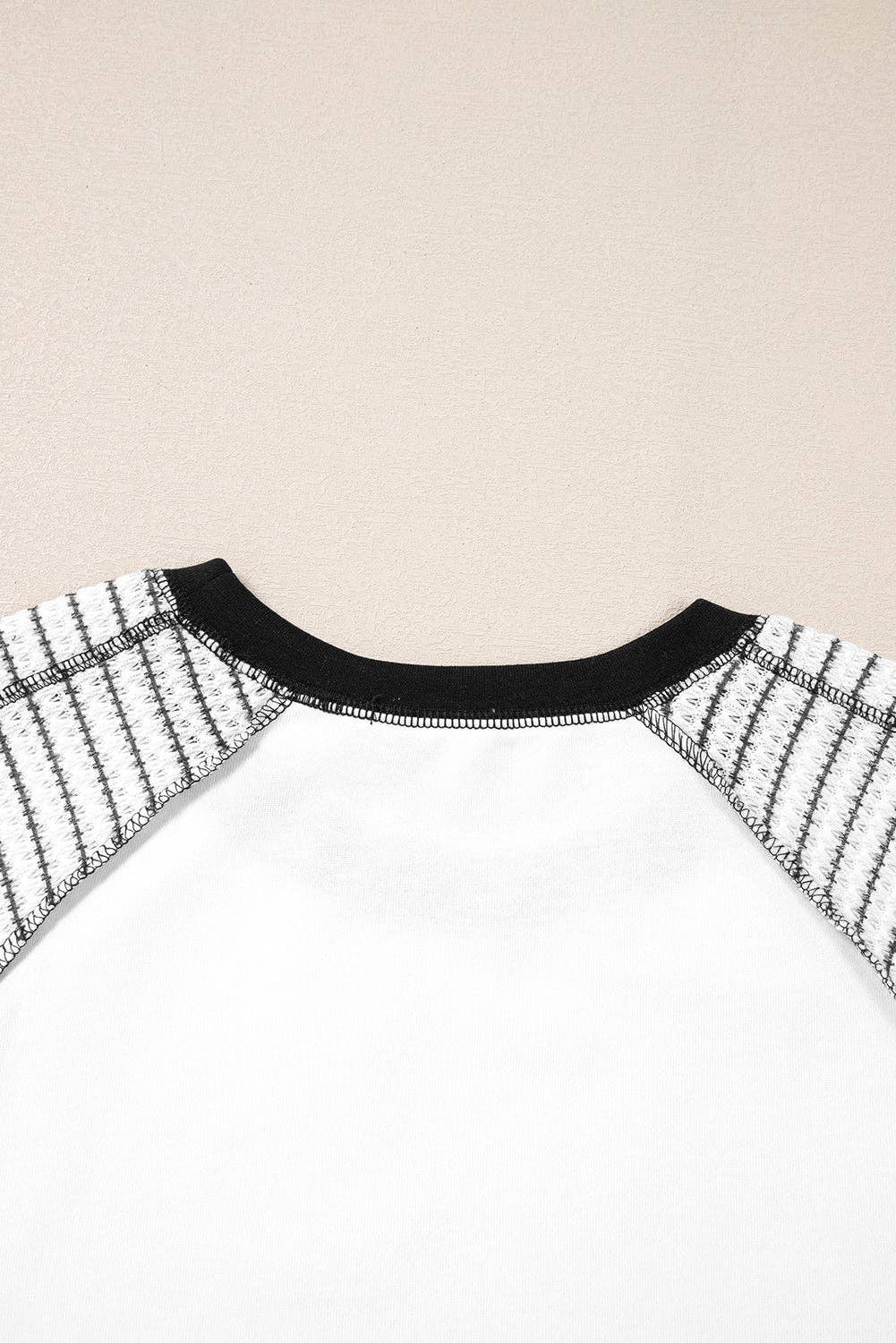 Black Striped Raglan Sleeve Top with Bracelet Sleeves