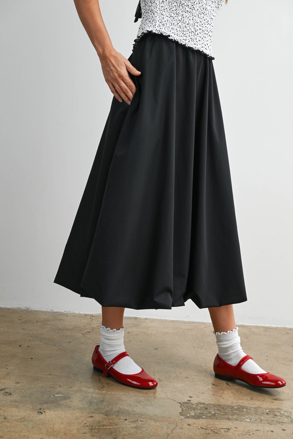Elastic Waist Bubble Hem Maxi Skirt - BMS8074