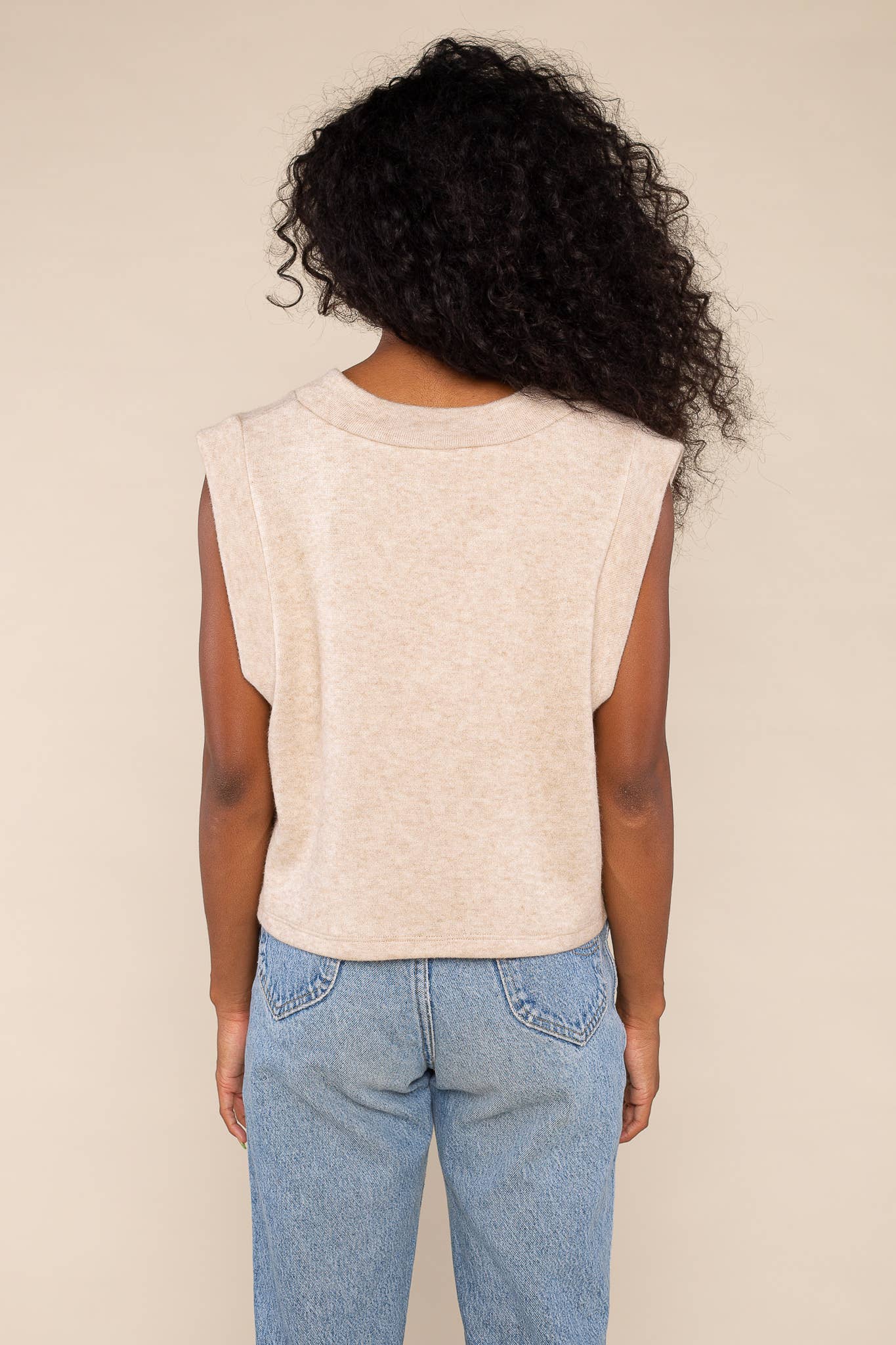 Crop Knit Sweater Vest- Cinnamon