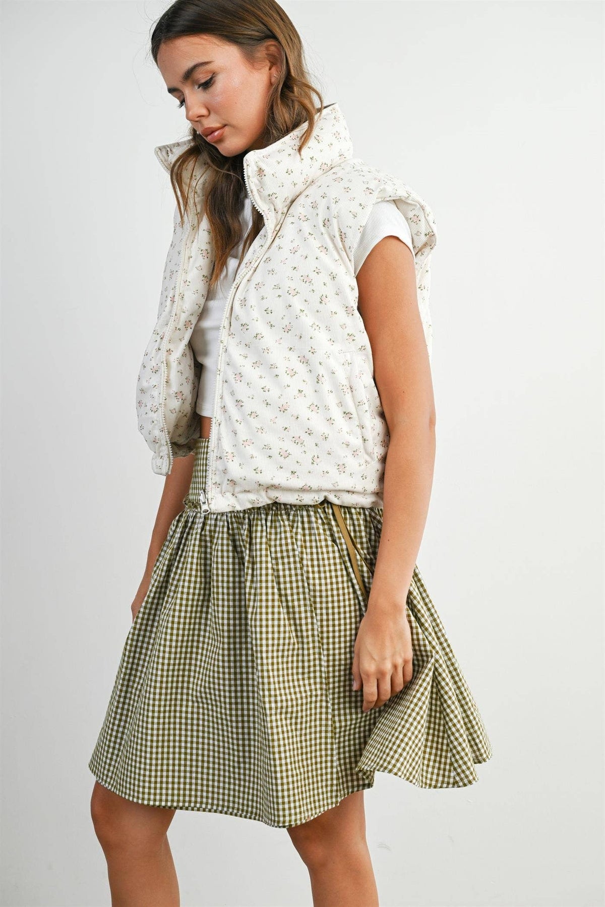 Floral Sleeveless Padded Vest - BMJ7808