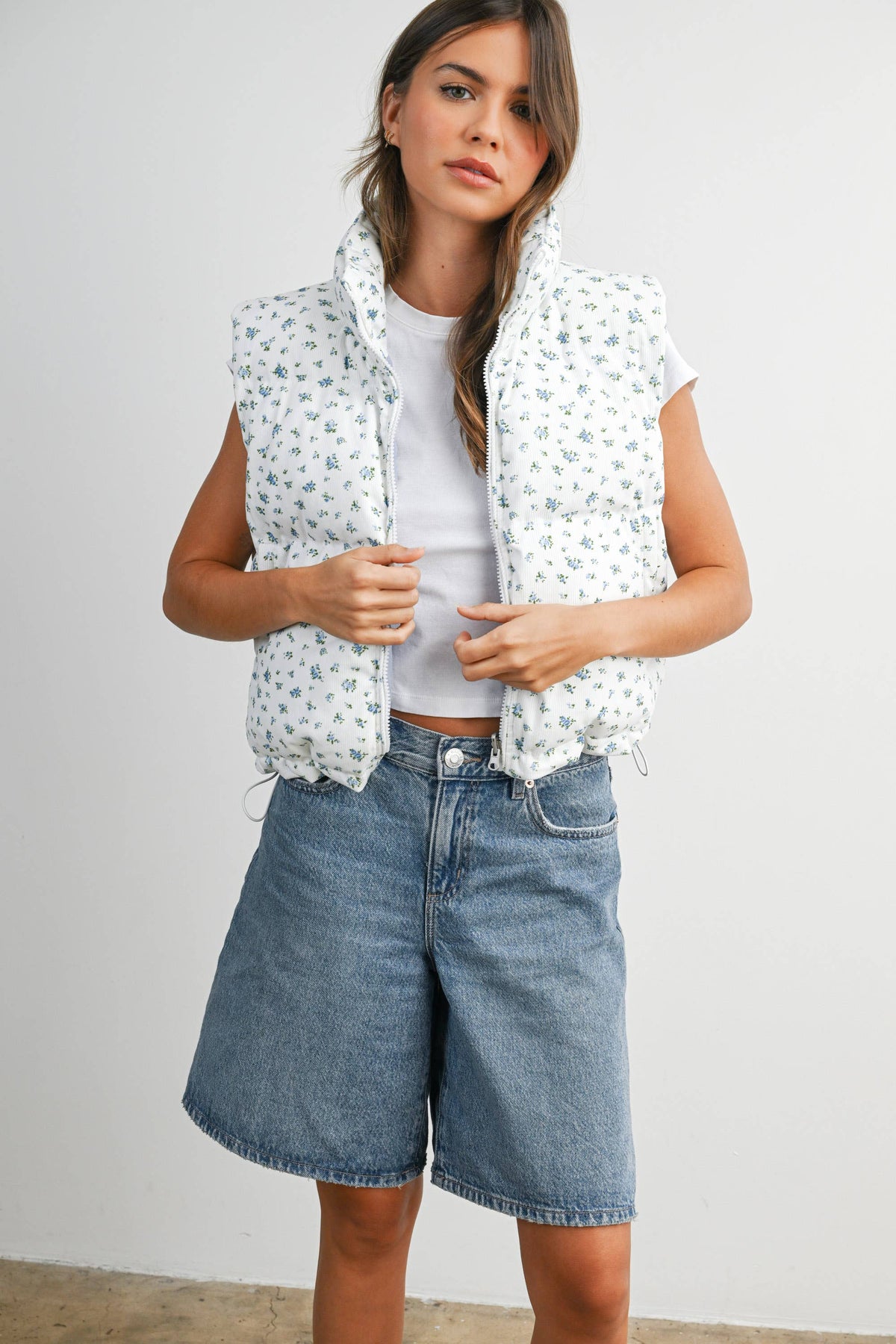 Floral Sleeveless Padded Vest - BMJ7808