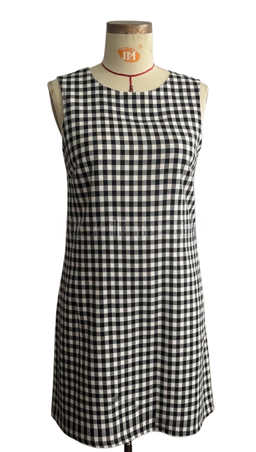 Cotton Blend Gingham Mini Shift Dress Little Summer Dress