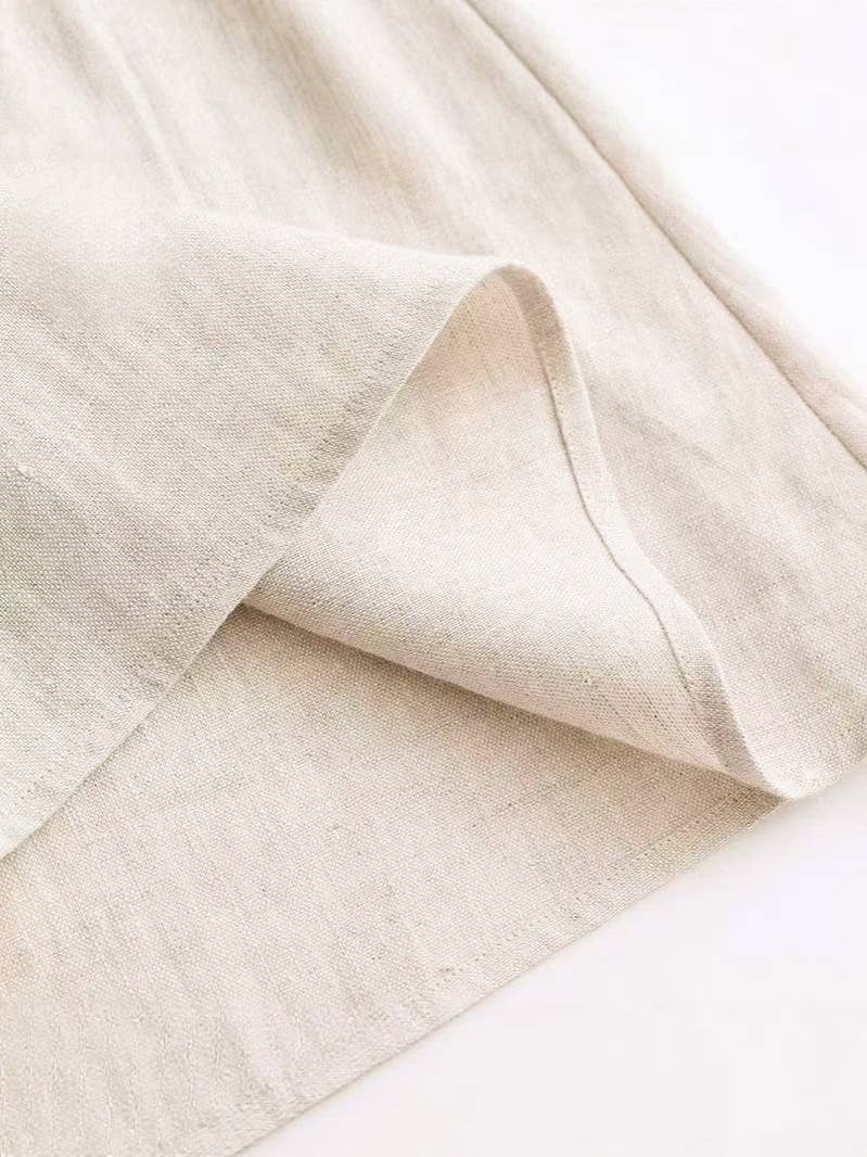 Lightweight Airy Cotton Linen Effect Boxy Crewneck Tank Top