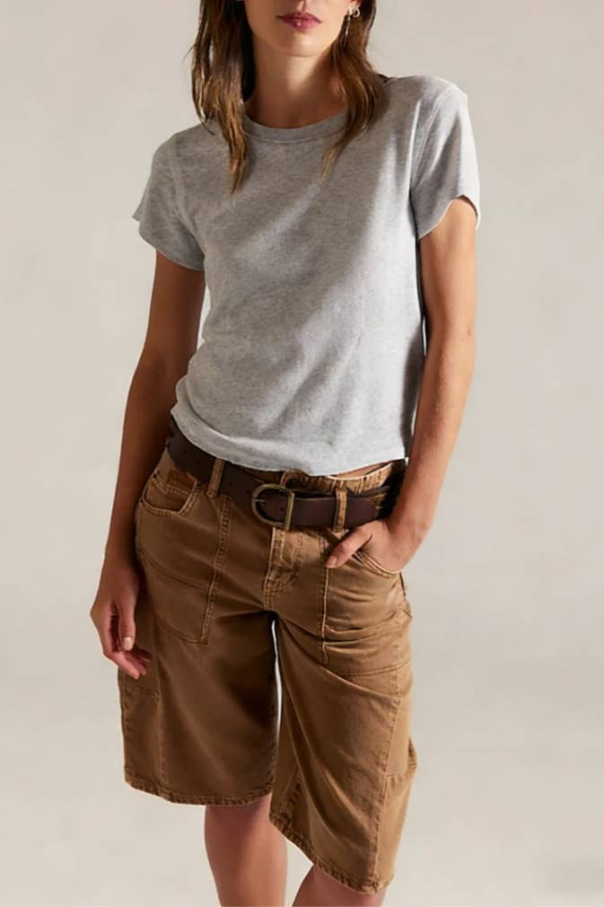 Essential basic cotton tees Y2K fitted round neck tees