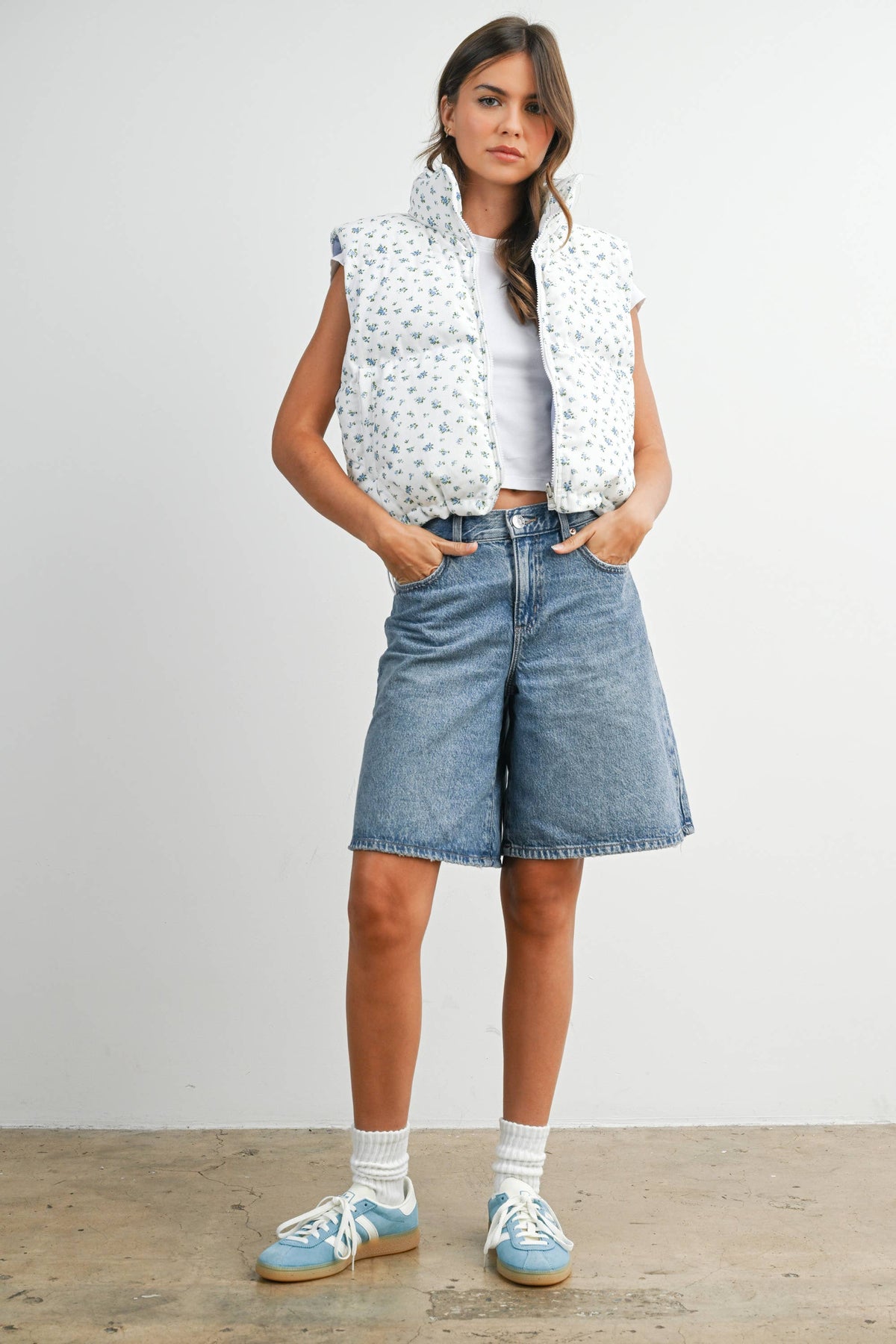 Floral Sleeveless Padded Vest - BMJ7808