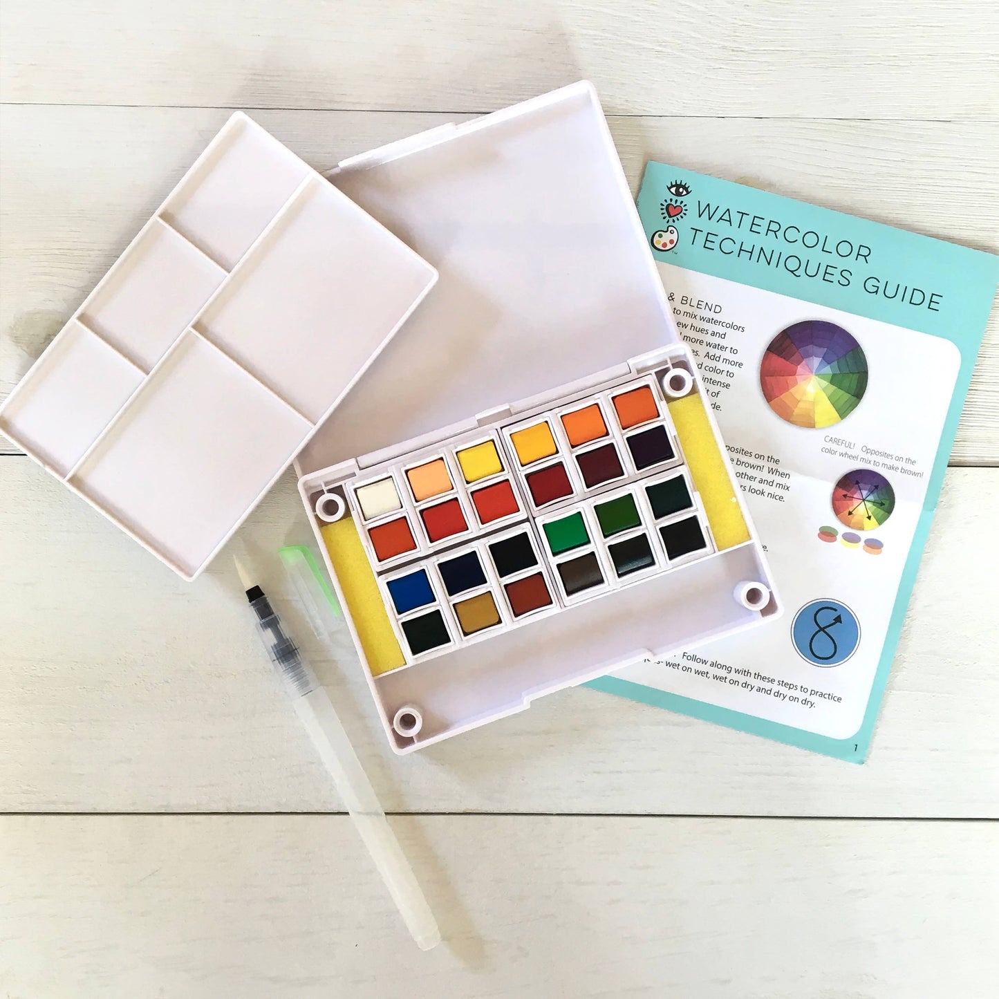 IHeartArt 24 Watercolors + Water Brush Pen
