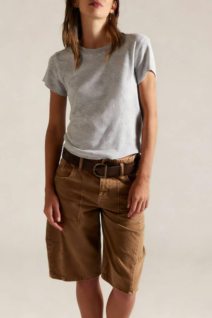 Essential basic cotton tees Y2K fitted round neck tees