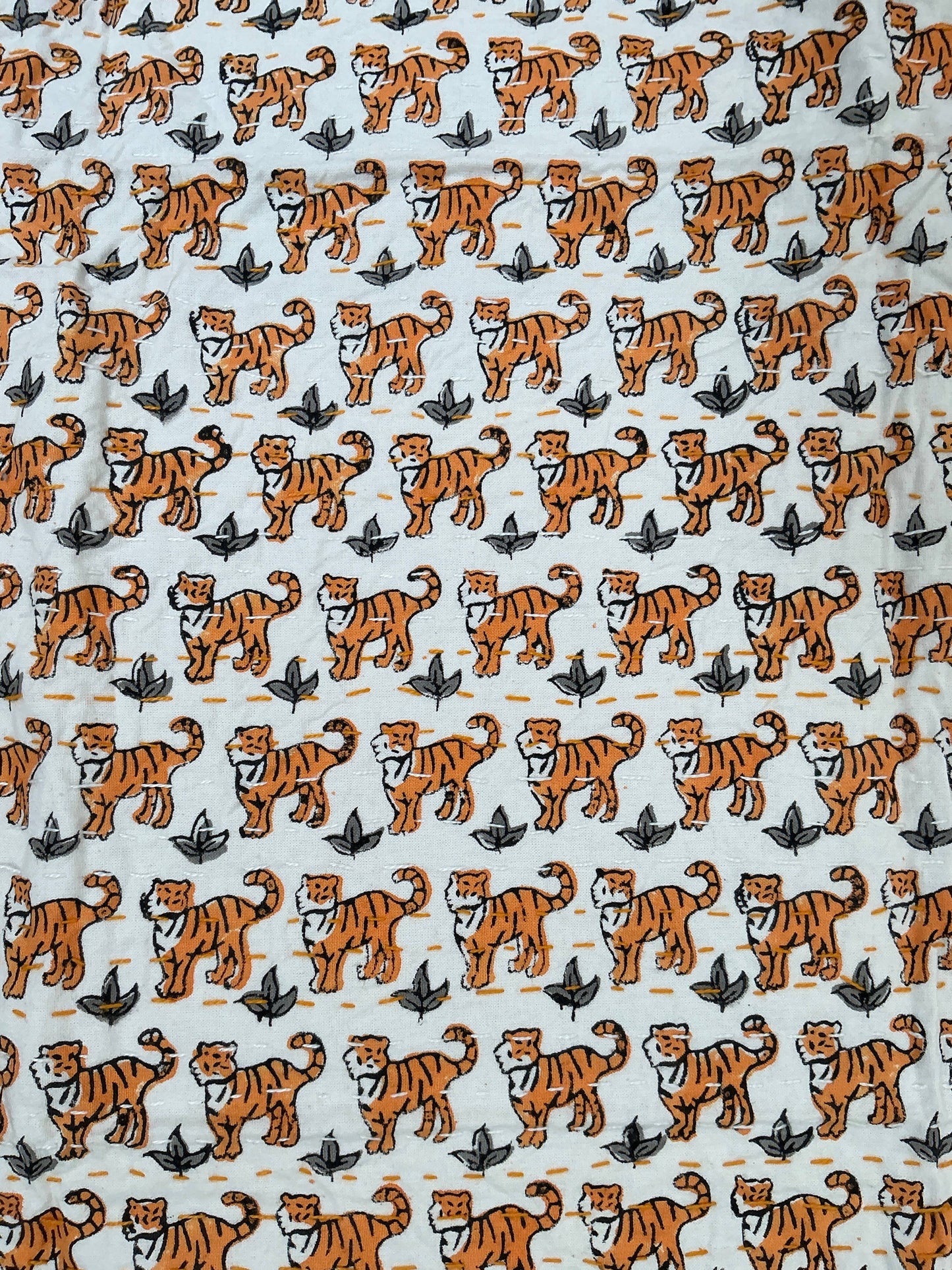 Block Printed Kantha Baby Blanket - Tiger Print 