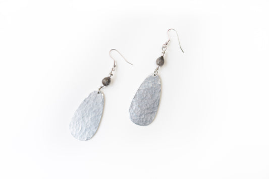 EAR-0039-Nat - Ellipse Hammered Aluminum Earring