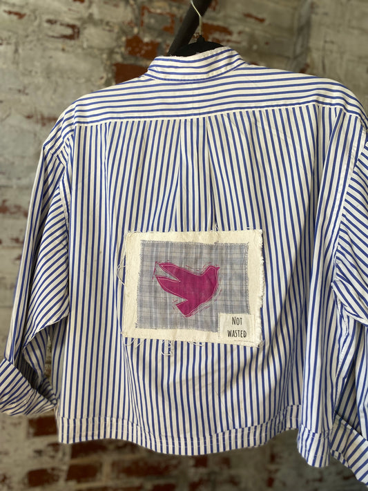 Blue Stripe Good Day UPCYCLED SHIRT- 36