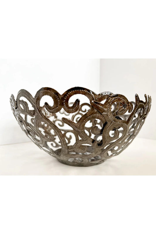 11" Metal Scroll Art Bowl