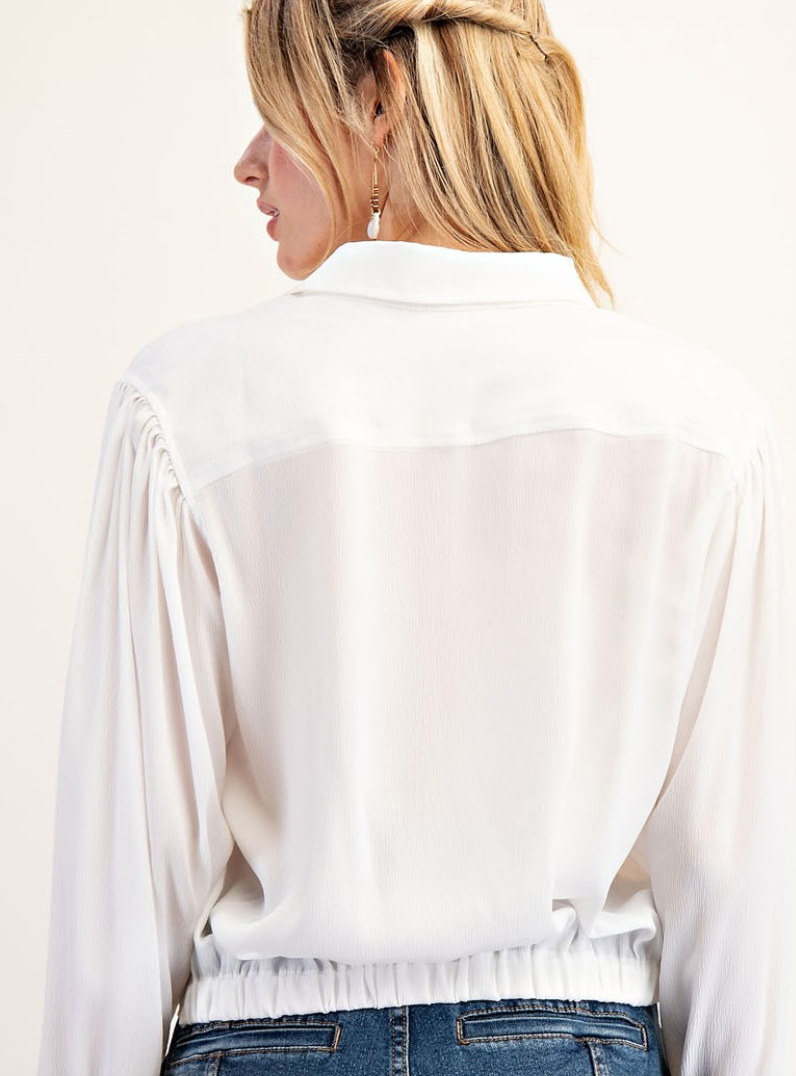 Tie Front Long Sleeve Button Down BLouse