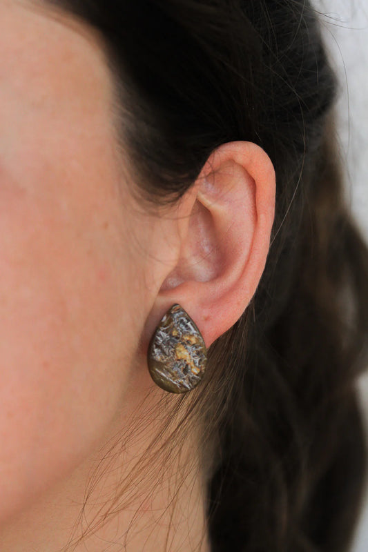 Teardrop Horn Post Earrings by Atelier Calla